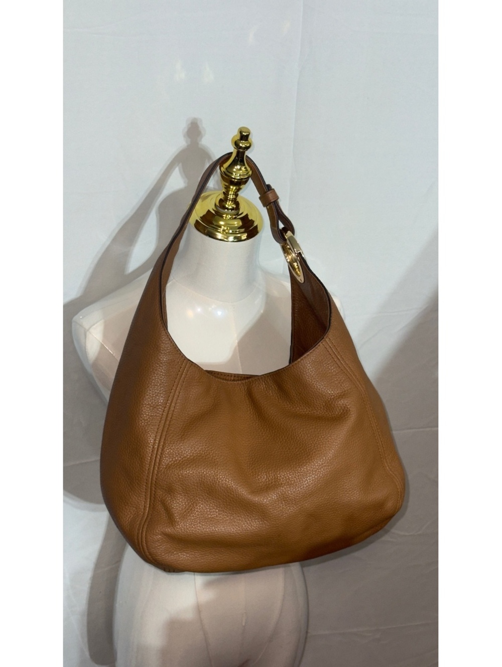 Michael Kors Fulton Hobo Shoulder Pebbled Leather Bag - Brown